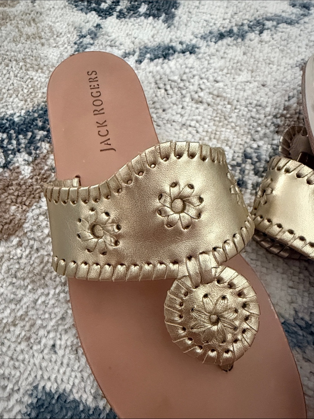 Jack Rogers Gold Metallic Miller Thong Sandals - Picture 3 of 3